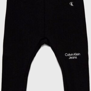 Calvin Klein Jeans legginsy dziecięce kolor czarny gładkie