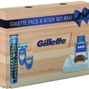 Gillette Drewniane Pudełko Upominkowe Styler + Woda Po Goleniu + Grzebień + Ręcznik