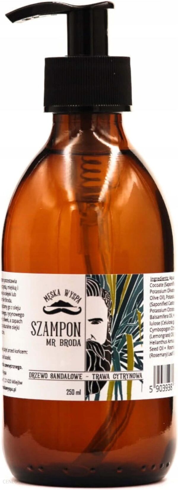 Męska Wyspa Szampon do brody Mr Broda Drzewo Sandałowe Trawa Cytrynowa 250 ml